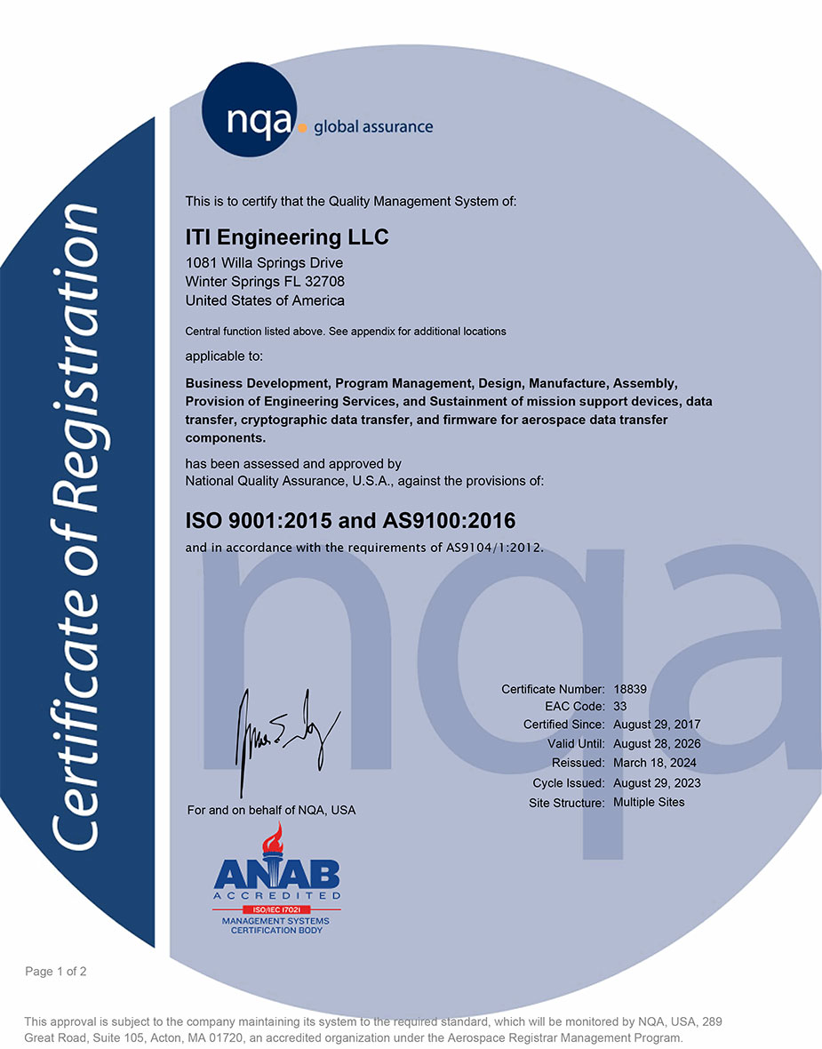 Quality Certification AS9100D(2016)